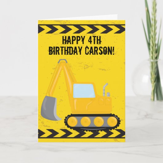 Kinder bouwvoertuig - Aangepast gefeliciteerd dagv Kaart (Voorkant)