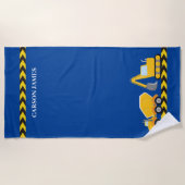 Kinder bouwvoertuig Custom Boys Blue Strandlaken (Voorkant)