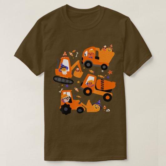 Kinder bouwvoertuig Halloween Crane Truck Pu T-shirt (Design voorkant)