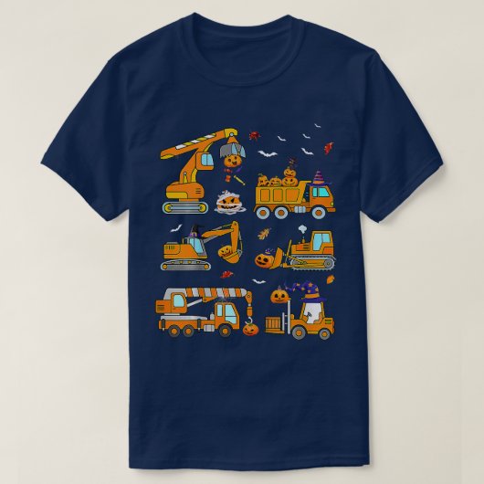 Kinder bouwvoertuig Halloween Crane Truck Pu T-shirt (Design voorkant)