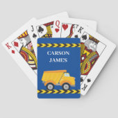 Kinder Bouwvuilniswagen Custom Blue Boys Name Pokerkaarten (Achterkant)