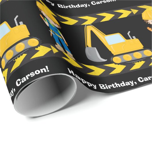 Kinder bouwwagens Aangepaste boys Birthday Cadeaupapier (Rol Hoek)