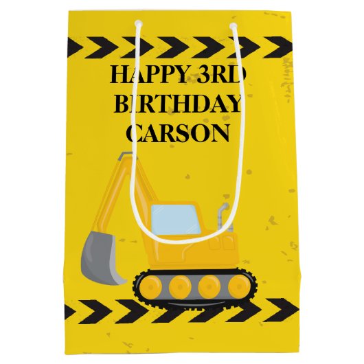 Kinder bouwwagens Aangepaste boys Birthday Medium Cadeauzakje (Achterkant)