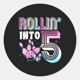 Kinder bowler rollin’ in 5 bowling 5e verjaardag k ronde sticker