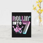 Kinder bowler rollin’ in 7 bowling 7e verjaardag k kaart (Gele Bloem)