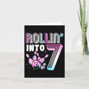 Kinder bowler rollin’ in 7 bowling 7e verjaardag k kaart