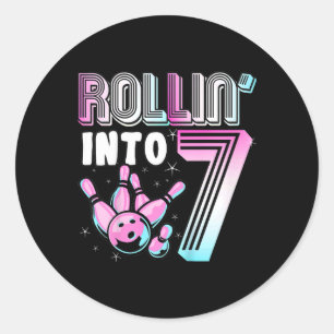 Kinder bowler rollin’ in 7 bowling 7e verjaardag k ronde sticker