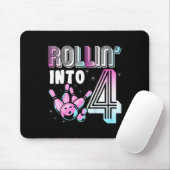 Kinder Bowler Rollin’ Into 4 Bowling 4e verjaardag Muismat (Met muis)
