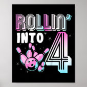 Kinder Bowler Rollin’ Into 4 Bowling 4e verjaardag Poster (Voorkant)