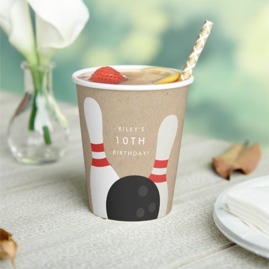 Kinder Bowling Birthday Party Papieren Bekers (Insitu)