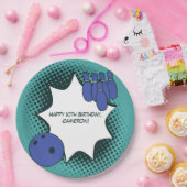 Kinder Bowling Party Happy 10th Verjaardag Naam Papieren Bordje (Feest)