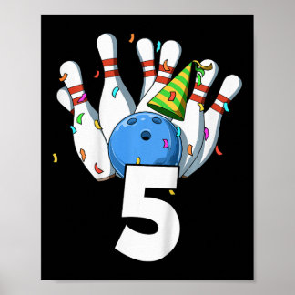 Kinder Bowling Verjaardag 5 Bowling Thema 5e Verja Poster