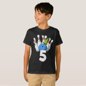 Kinder Bowling Verjaardag 5 Bowling Thema 5e Verja T-shirt (Voorkant volledig)