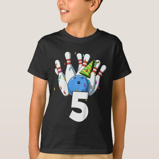 Kinder Bowling Verjaardag 5 Bowling Thema 5e Verja T-shirt (Voorkant)