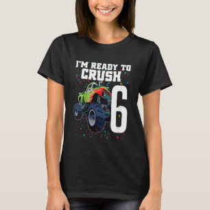 Kinder Boys 6th Birthday Monster Truck Birthday 6  T-shirt