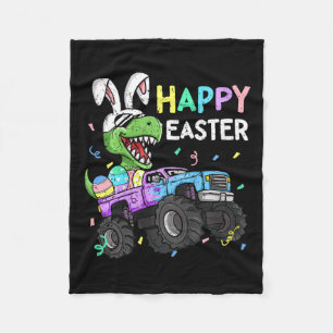 Kinder Boys Happy Easter T-rex Bunny Monster Truck Fleece Deken