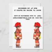 Kinder brandweerman thema verjaardagsfeestje kaart (Achterkant)