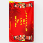Kinder brandweerman thema verjaardagsfeestje spandoek (Verticaal)