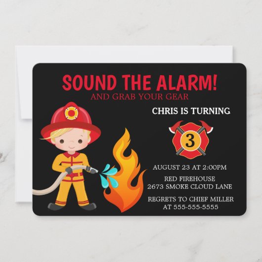 Kinder brandweeruitnodiging kaart (Voorkant)