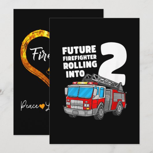 Kinder brandweerwagen 2e verjaardag 2 Jongen Toddl Feestdagenkaart (Voorkant / Achterkant)