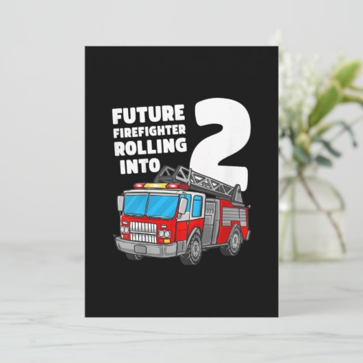 Kinder brandweerwagen 2e verjaardag 2 Jongen Toddl Feestdagenkaart (Staand voorkant)