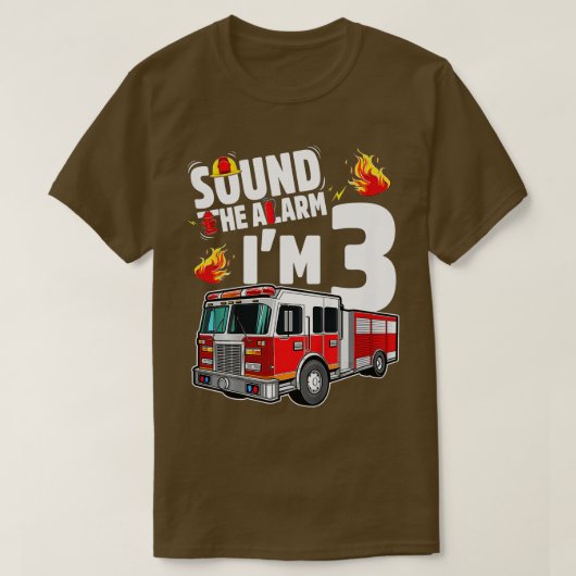Kinder brandweerwagen 3rd Birthday Boy brandweerma T-shirt (Design voorkant)