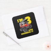 Kinder brandweerwagen 3rd Birthday Boy Toddler Vierkante Sticker (Envelop)