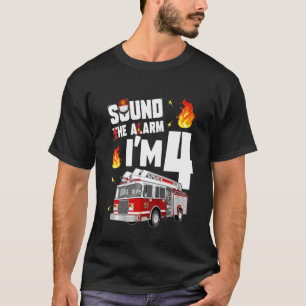 Kinder brandweerwagen 4e verjaardag Jongen 4 jaar T-shirt