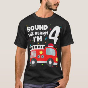 Kinder brandweerwagen 4e verjaardag peuter-peuter- t-shirt