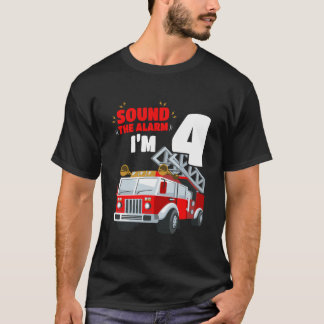 Kinder brandweerwagen 4e Verjaardag Shirt 4 Jaar O