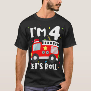 Kinder brandweerwagen 4e verjaardag van de brandbe t-shirt