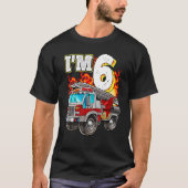 Kinder brandweerwagen 6th Birthday Boy Firefighter T-shirt (Voorkant)