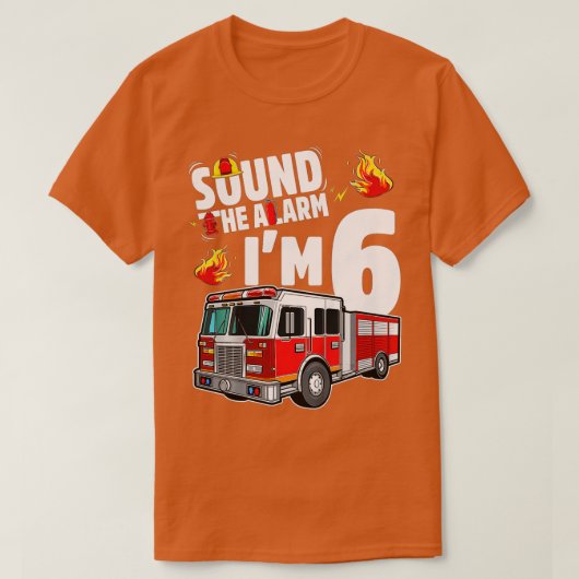 Kinder brandweerwagen 6th Birthday Boy Firefighter T-shirt (Design voorkant)