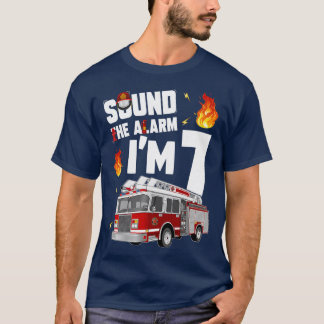 Kinder brandweerwagen 7th Birthday Boy 7 Year Old  T-shirt