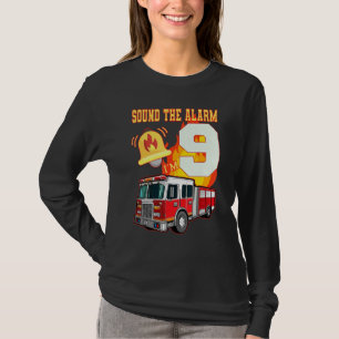 Kinder brandweerwagen 9de verjaardag Jongen brandw T-shirt