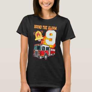 Kinder brandweerwagen 9de verjaardag Jongen brandw T-shirt