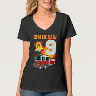 Kinder brandweerwagen 9de verjaardag Jongen brandw T-shirt