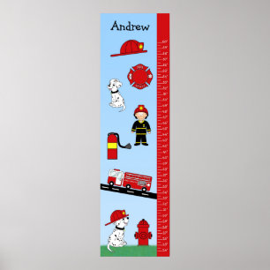 Kinder brandweerwagen met groeigrafiek poster