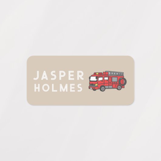 Kinder Brandweerwagen Naam Kleding Labels (Design 2)