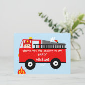 Kinder brandweerwagen Verjaardag Dank u kaart (Staand voorkant)