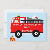 Kinder brandweerwagen Verjaardag Dank u kaart (Voorkant)