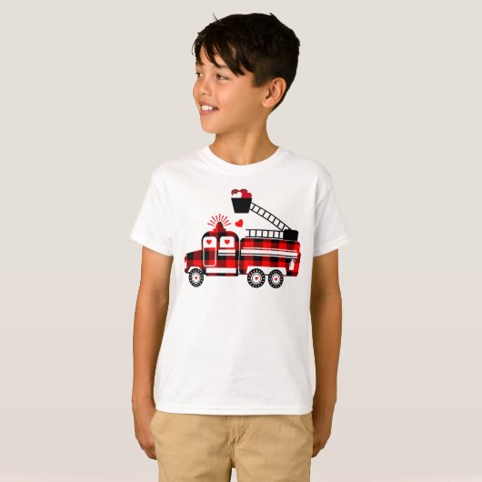 Kinder brandweerwagens Buffalo spelden Hart Valent T-shirt (Voorkant volledig)