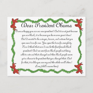 Kinder brief aan President Obama Feestdagenkaart