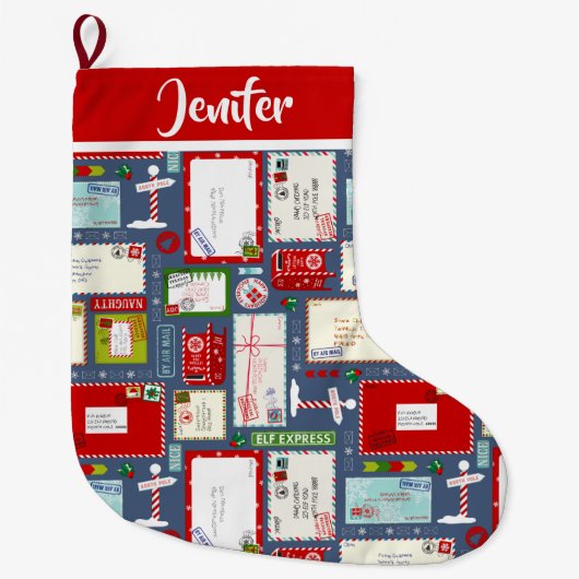 Kinder brieven aan de kerstman grote kerstsok (Voorkant)