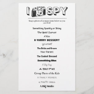 Kinder bruiloft/evenement I-Spy Activiteit Spellet