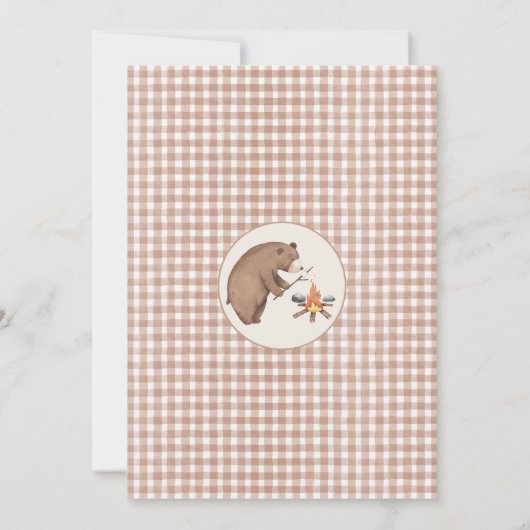 Kinder Bruin Groen Een Gelukkige Camper 1e Verjaar Kaart (Achterkant)