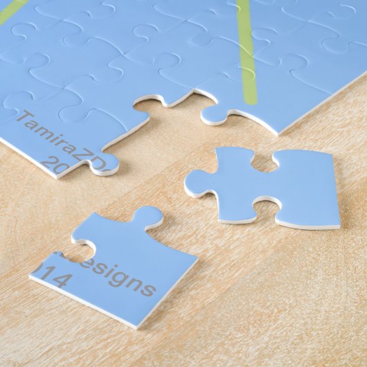 Kinder bruin-ogen groene dinosaur galaxy ruimtesch legpuzzel (Zijkant)