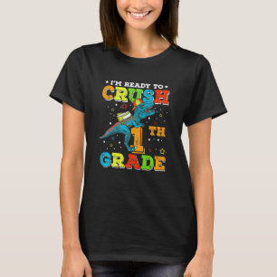 Kinder brullende 1e klas dinosaurus rex terug naar t-shirt