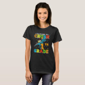 Kinder brullende 1e klas dinosaurus rex terug naar t-shirt (Voorkant volledig)