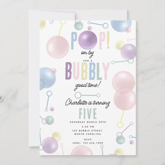 Kinder Bubble Party POP op Verjaardag Kaart (Voorkant)